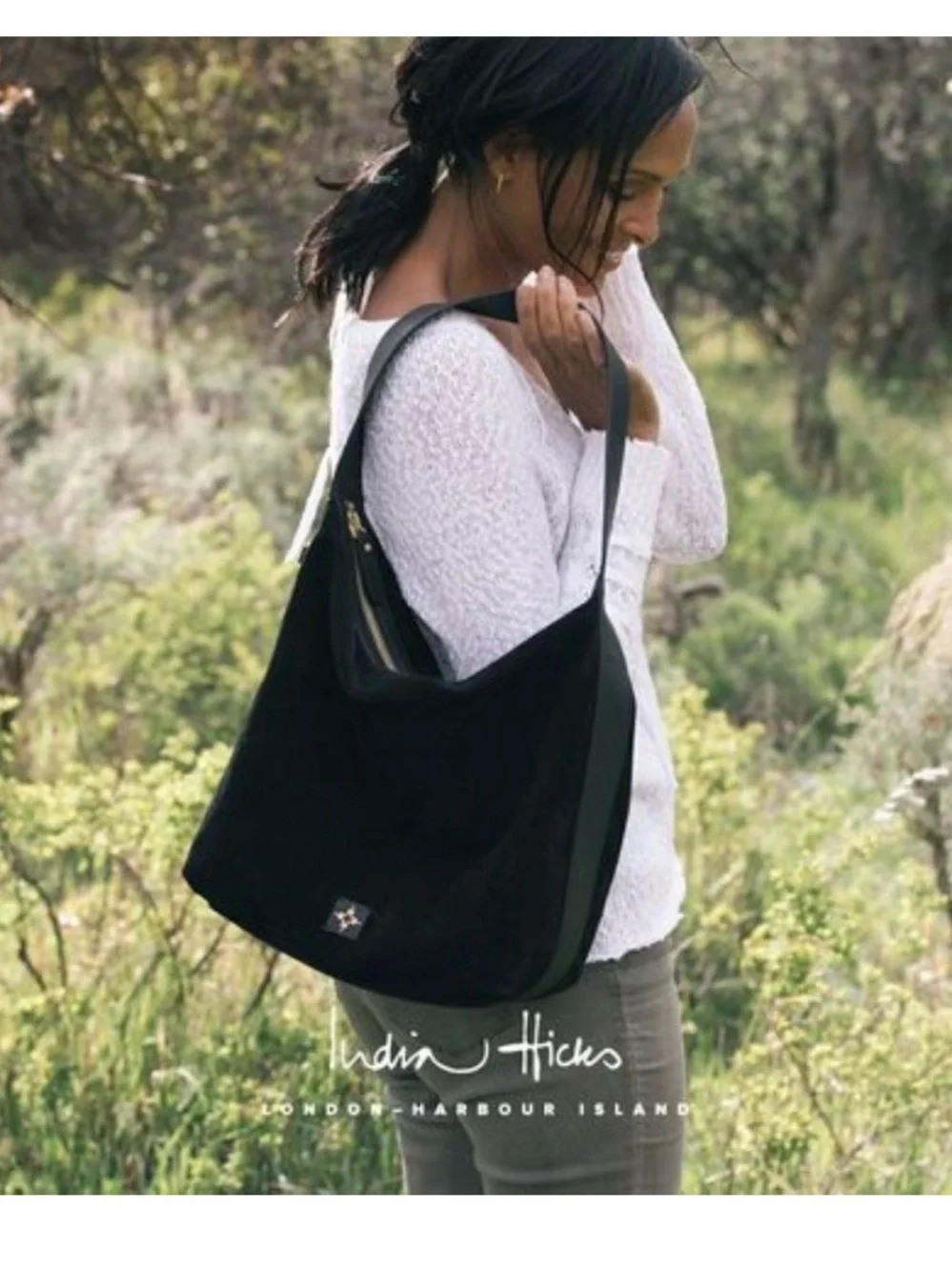 India Hicks Black Suede Shoulder Bag